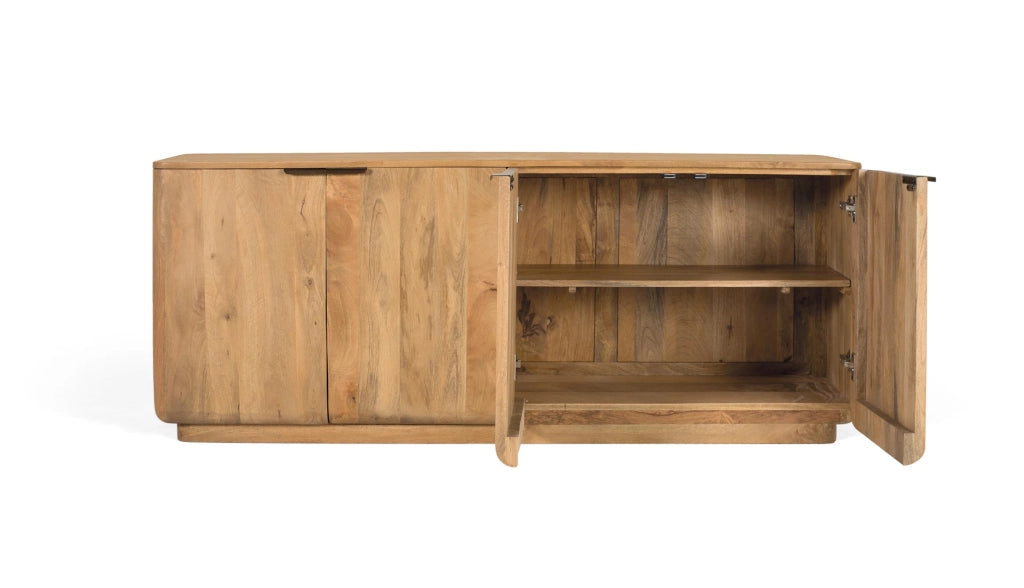 Credenza realizzata in legno di mango con angoli arrotondati