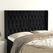 Testiera ad Orecchio-Testata con Orecchie Nera 163x16x118/128 cm in Velluto 537751