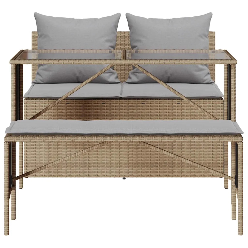 Set da Pranzo da Giardino 3 pz con Cuscini Beige in Polyrattan 4104184