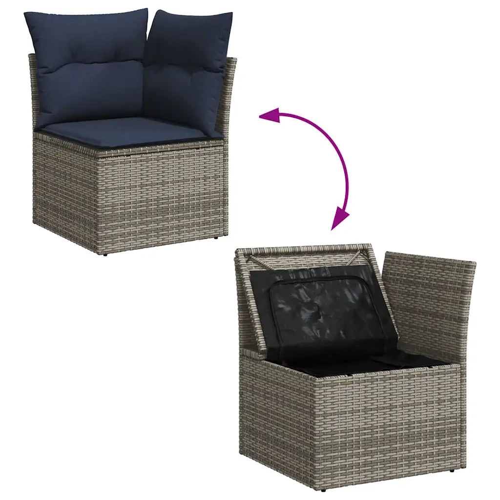 Set Divani da Giardino con Cuscini 7pz Grigio Polyrattan 3326492