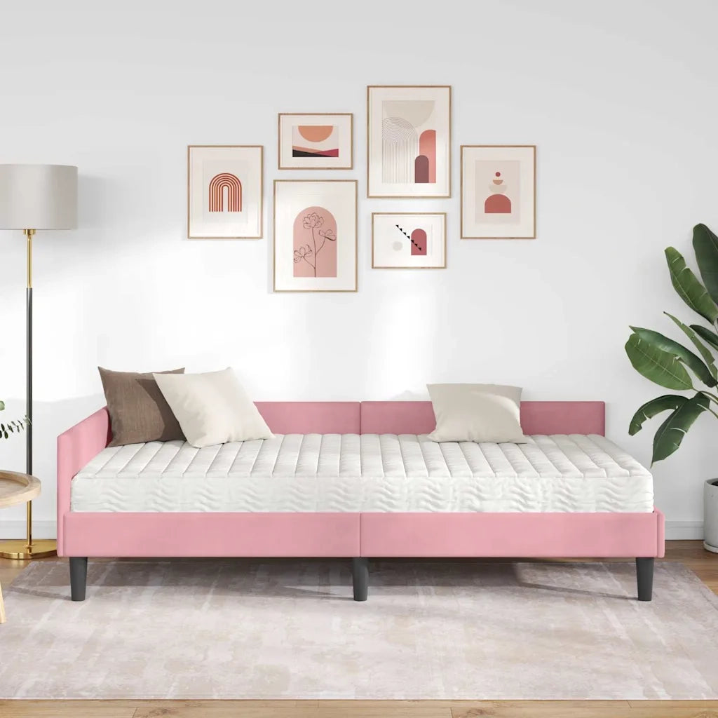 Struttura Letto Angolare con Materasso 2 pcs Grigio Velluto