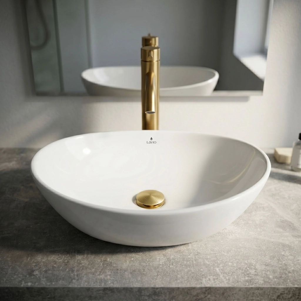 Lavabo da appoggio ovale OVALIS ceramica 41 cm Bianco