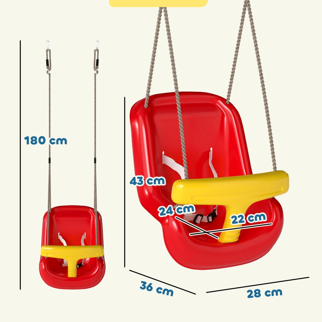 Altalena per Bambini con Cuscino e Sicurezza ¨C Minimal ¨C Rosso per Interno/Esterno