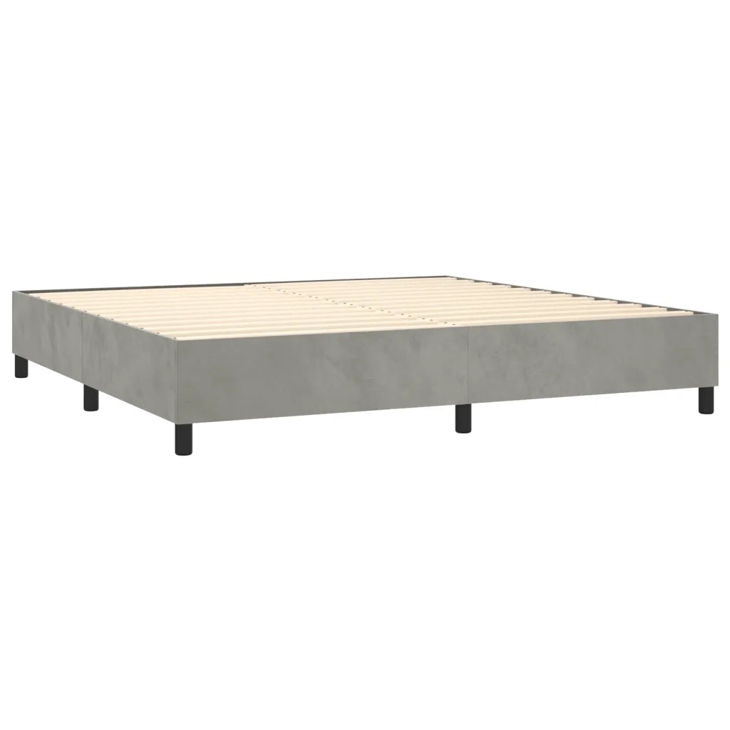 Letto a Molle Materasso e LED Grigio Chiaro 200x200 cm Velluto 3136383