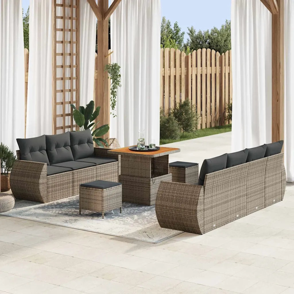Set Divano da Giardino con cuscino 10 pcs Grigio polyrattan 3361838
