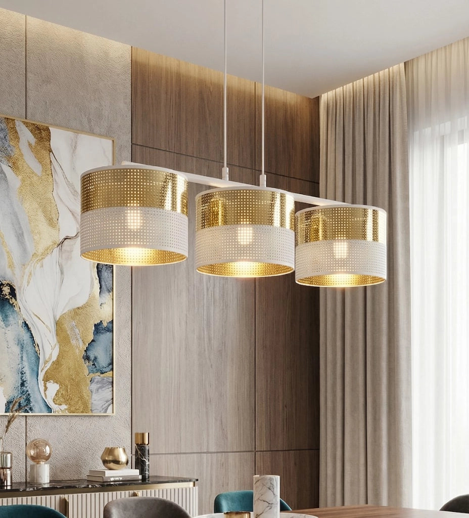 Lampada sospesa LUX bianco oro 3xE27 Emibig