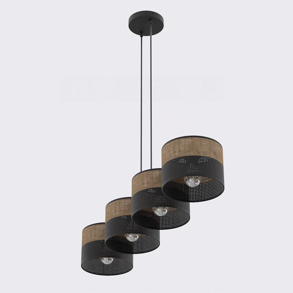 Lampada sospesa rotonda KARBON 4xE27 nero marrone Emibig