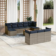 Set Divani da Giardino 11 pz con Cuscini Grigio in Polyrattan 3256215