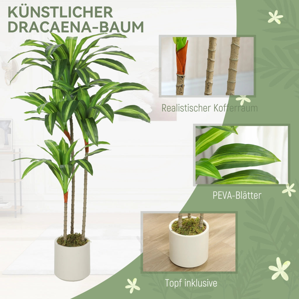 Albero Dracaena Artificiale ¨C Xylo ¨C 120 cm con Vaso Bianco
