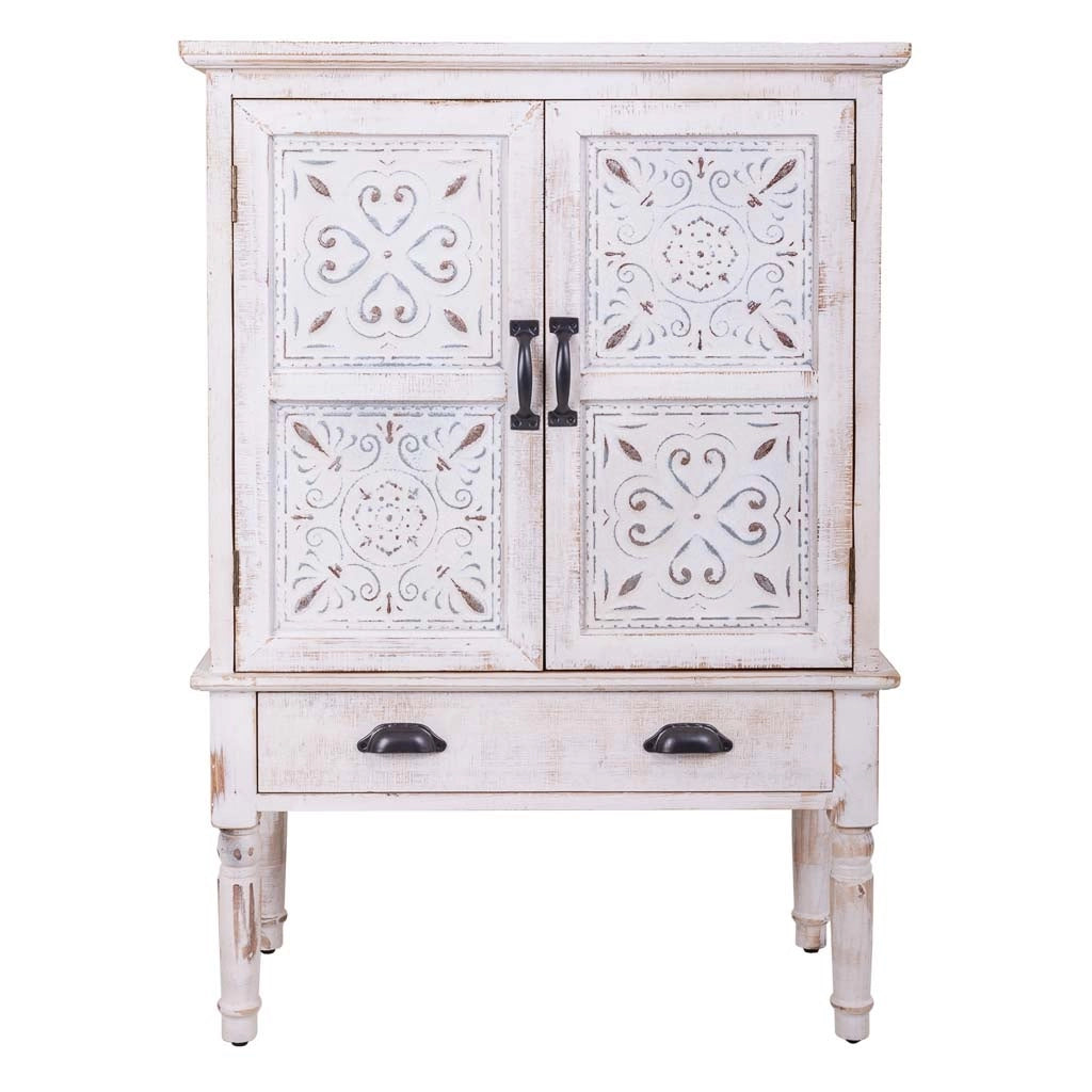 Mobile in legno intagliato bianco 80x36x110h