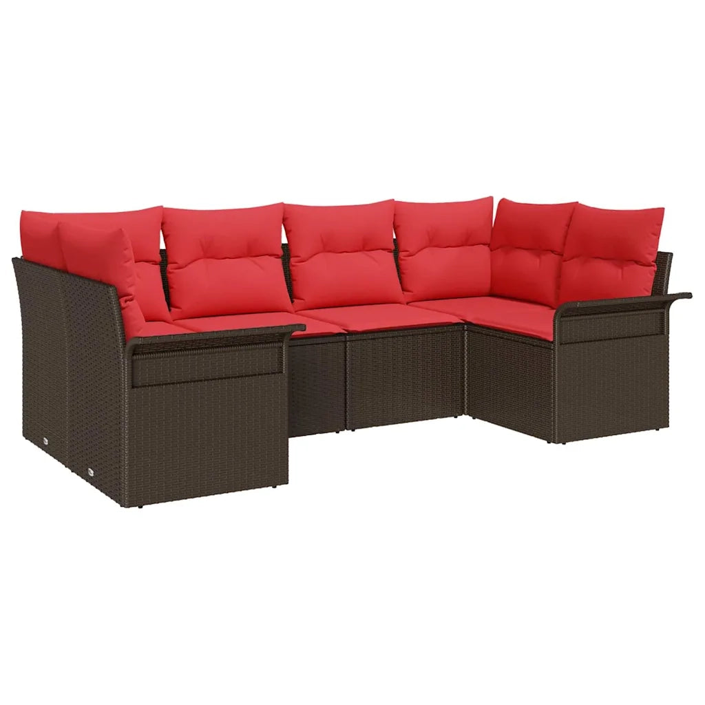 Set Divano da Giardino 6 pcs Marrone Poly Rattan 3354173