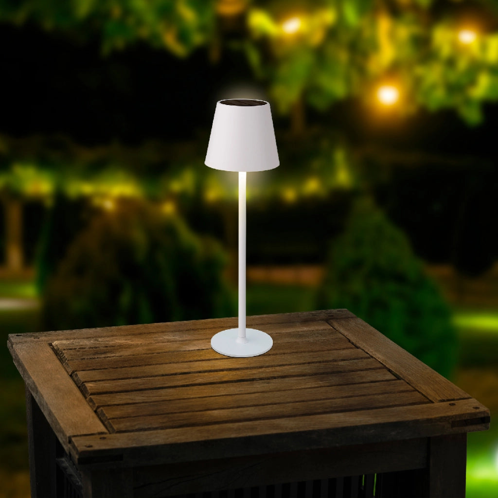 LAMPADA SOLARE DA TAVOLO D.11XH37CM BIANCO.