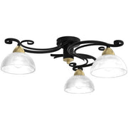Plafoniera Aurora Luminex nera ottone vetro 3 luci E27