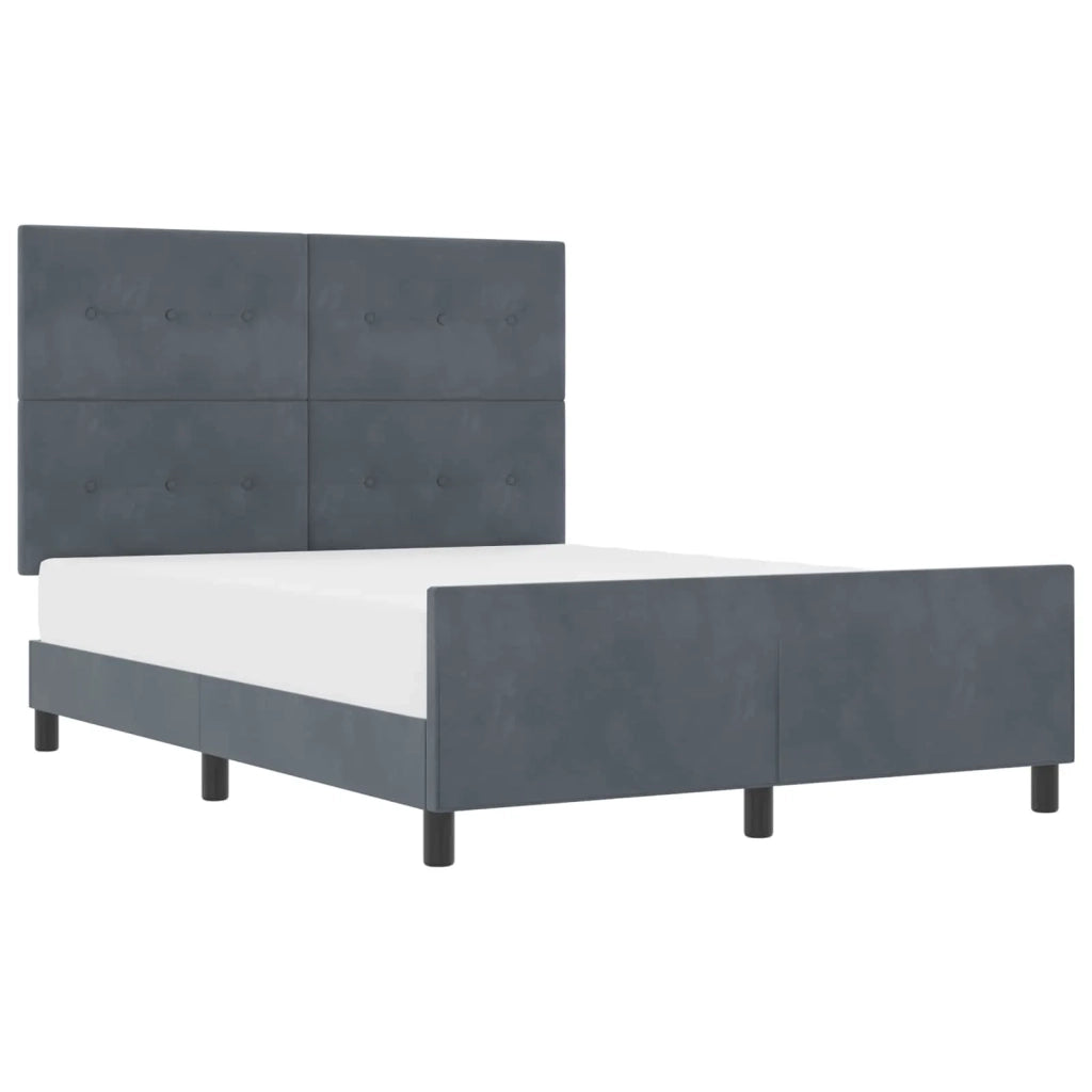 Letto a molle con testiera Grigio scuro 140 x 200 cm Velluto