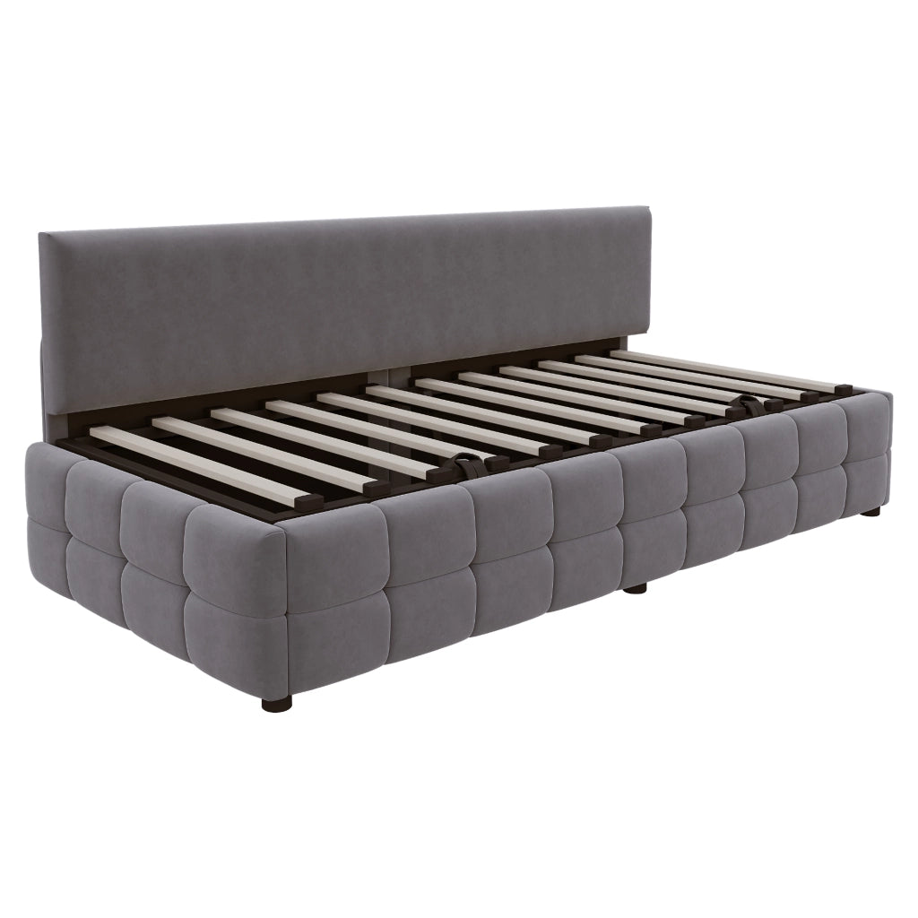 LETTO imbottito con contenitore idraulico 90x200 cm velluto grigio