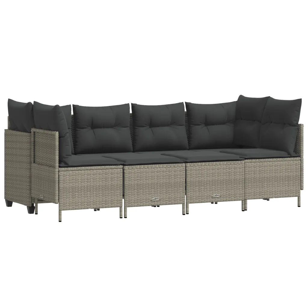 Set Divano da Giardino 5pz con Cuscini Grigio Chiaro Polyrattan 3261526