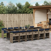 Set da pranzo da giardino da 13 pz con Cuscini in Polyrattan Grigio 3277896