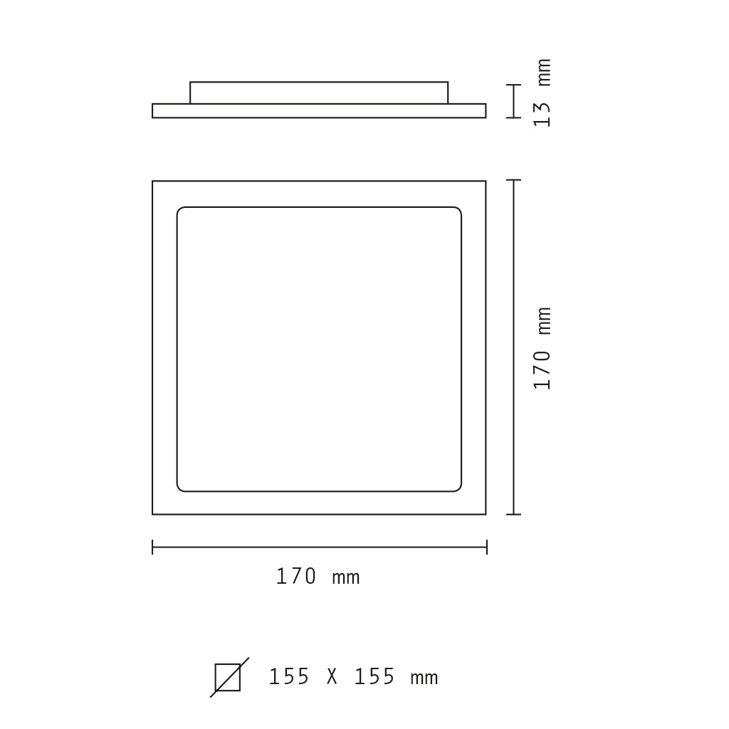 Pannello led slim da incasso quadrato 12w 6000K luce fredda