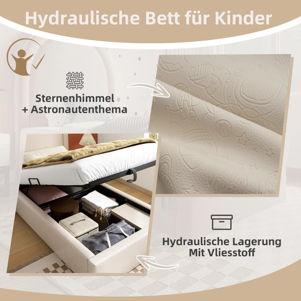 letto imbottito pu beige 90 x 200 cm