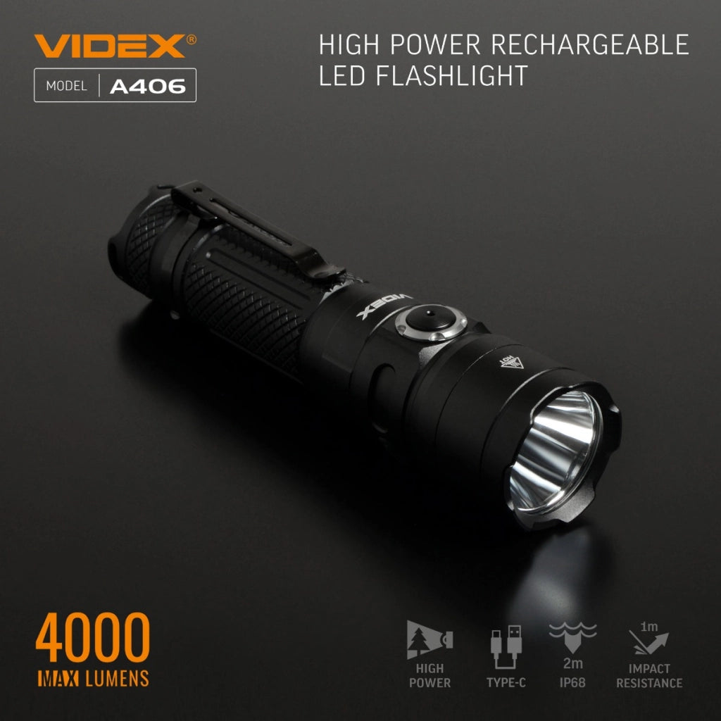 Torcia tattica LED Videx VLF-A406 4000lm IP68 USB-C