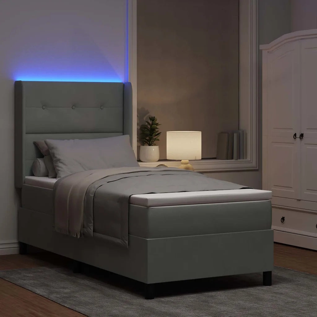 Letto a molle con materasso Grigio chiaro 80 x 200 cm Velluto