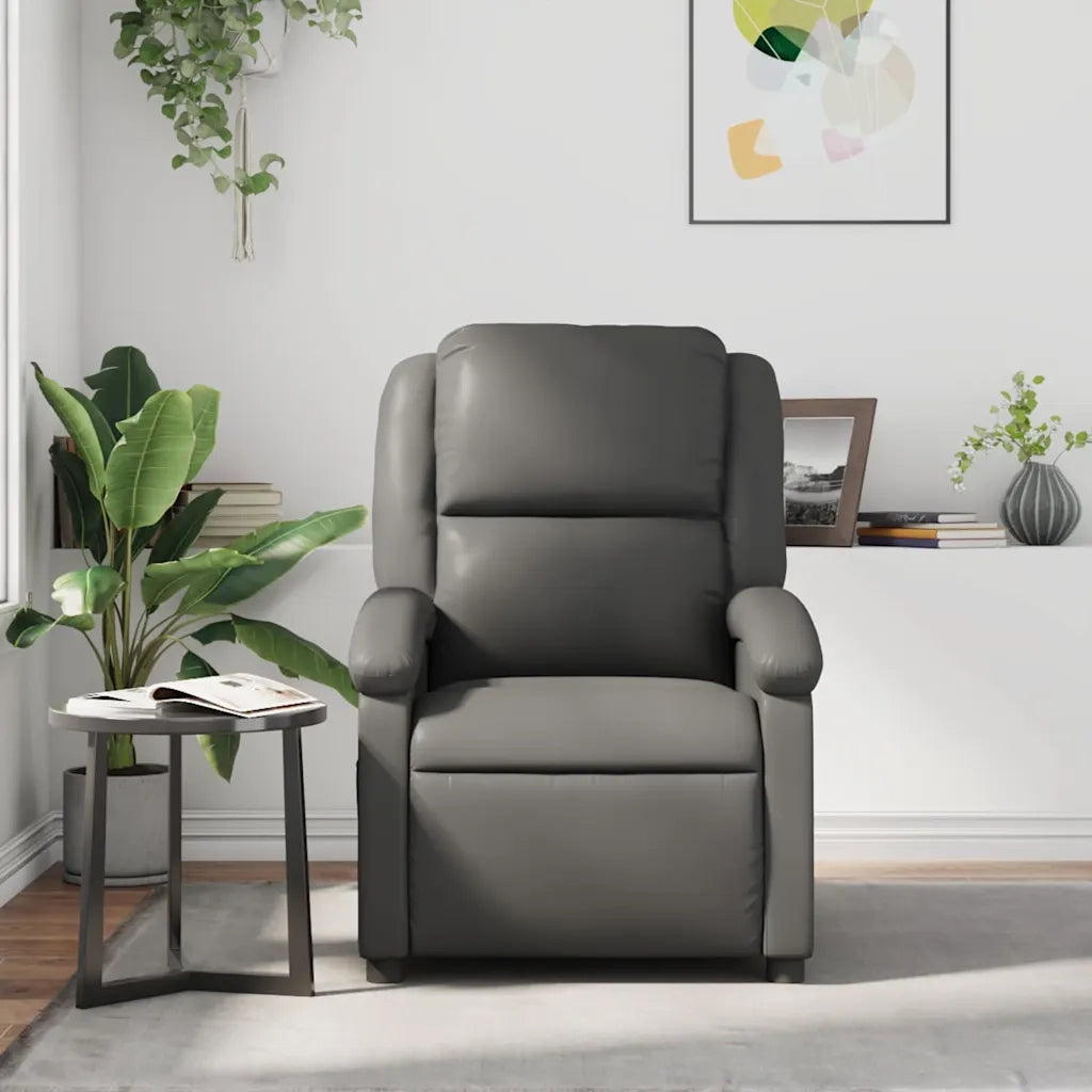 Poltrona | Sedia Relax Reclinabile Grigia in Similpelle