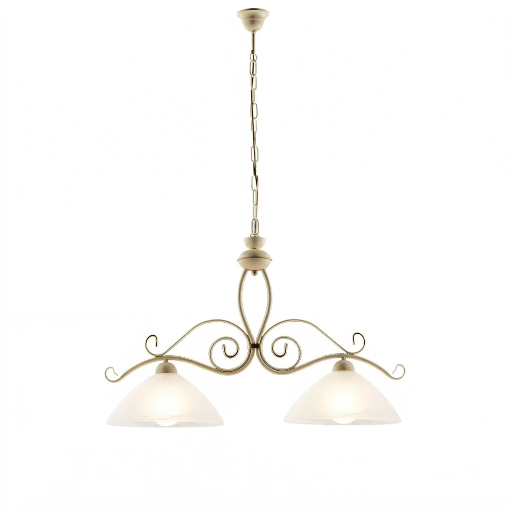 Lampadario Rustico Faraone 2 Luci Avorio e Bianco LuceArt Classic