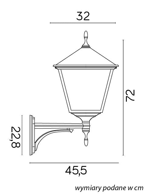 Applique esterno retro superiore 72cm E27 nero IP43 SU-MA