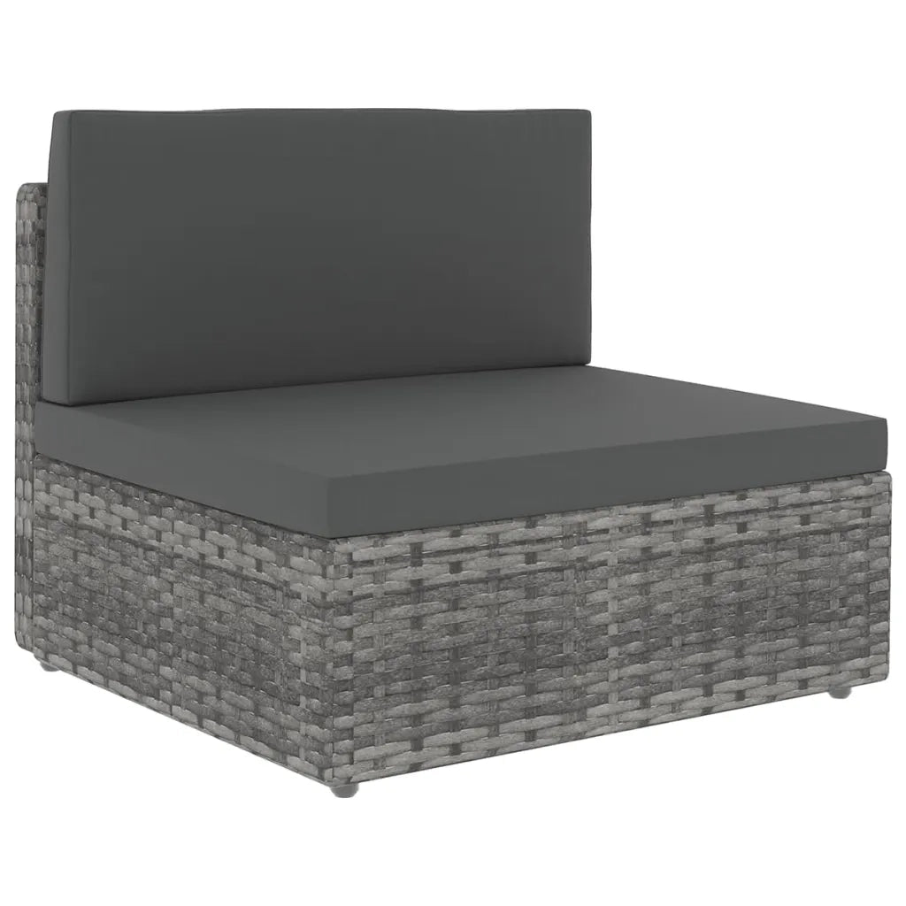 Set Divani da Giardino 14 pz con Cuscini in Polyrattan Grigio 3067188