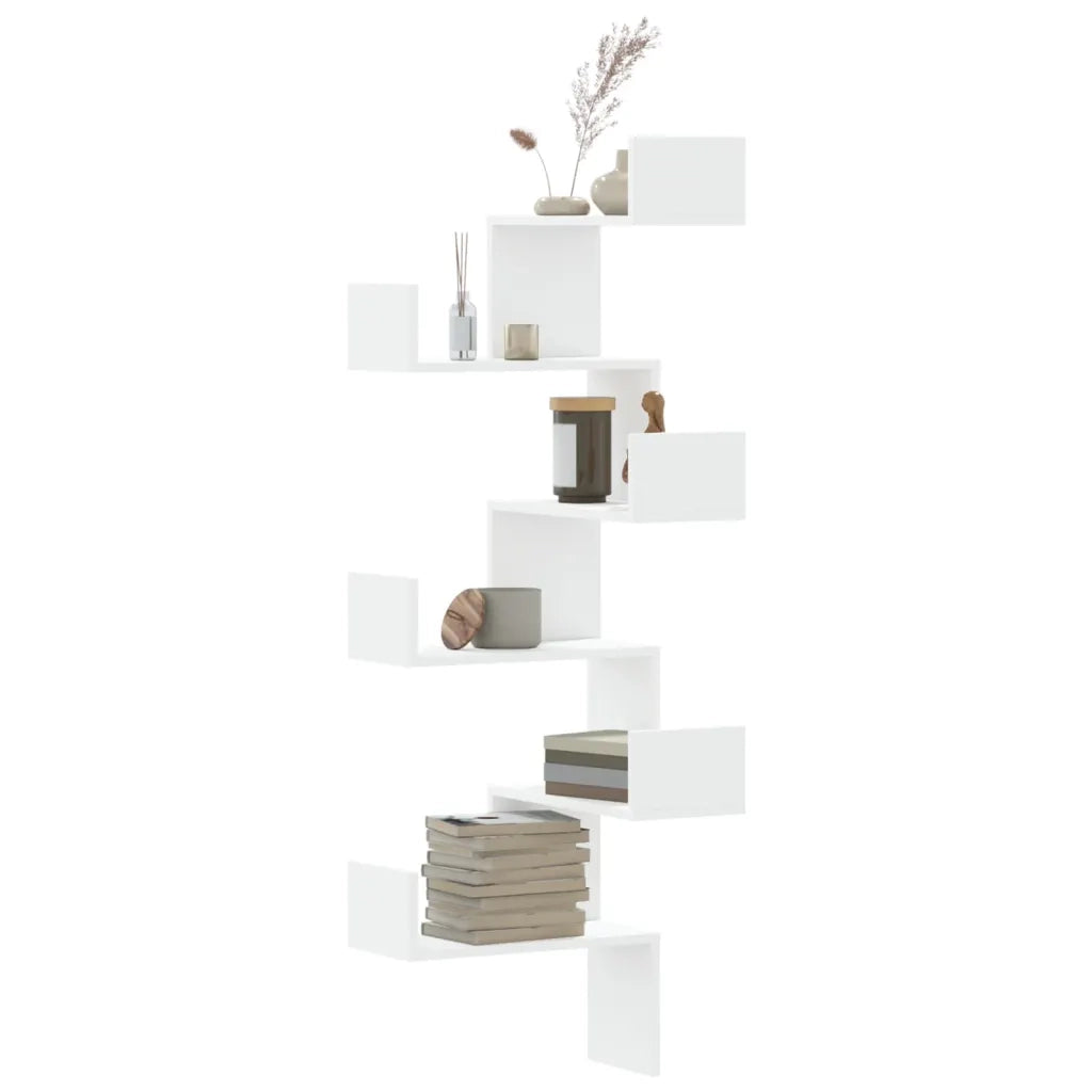 Scaffale Angolare Muro Bianco 45x45x147 cm Legno Multistrato 852636