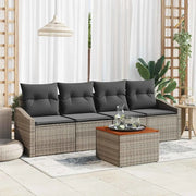 Set Divano da Giardino 5 pcs Grigio polyrattan 3356431