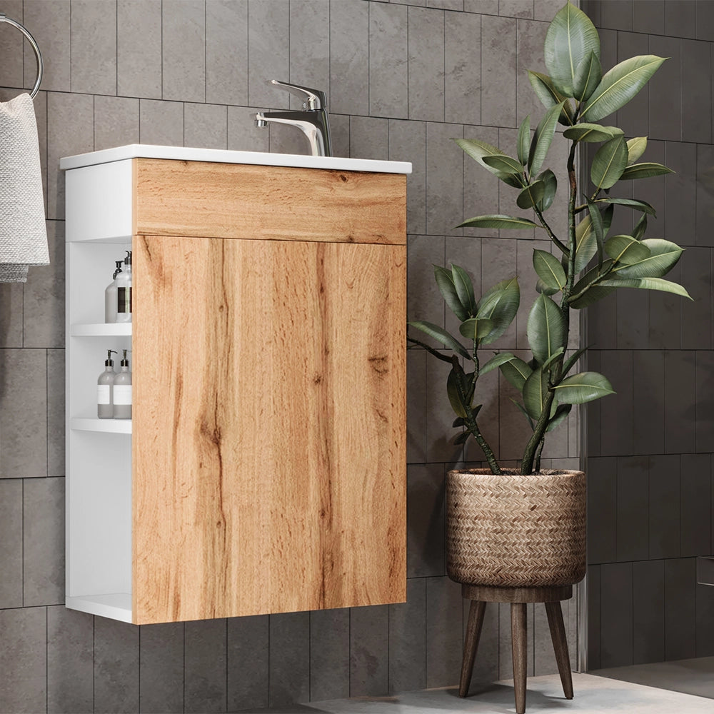 Vicco Set mobili bagno Quercia dorata 2 parti, con lavabo