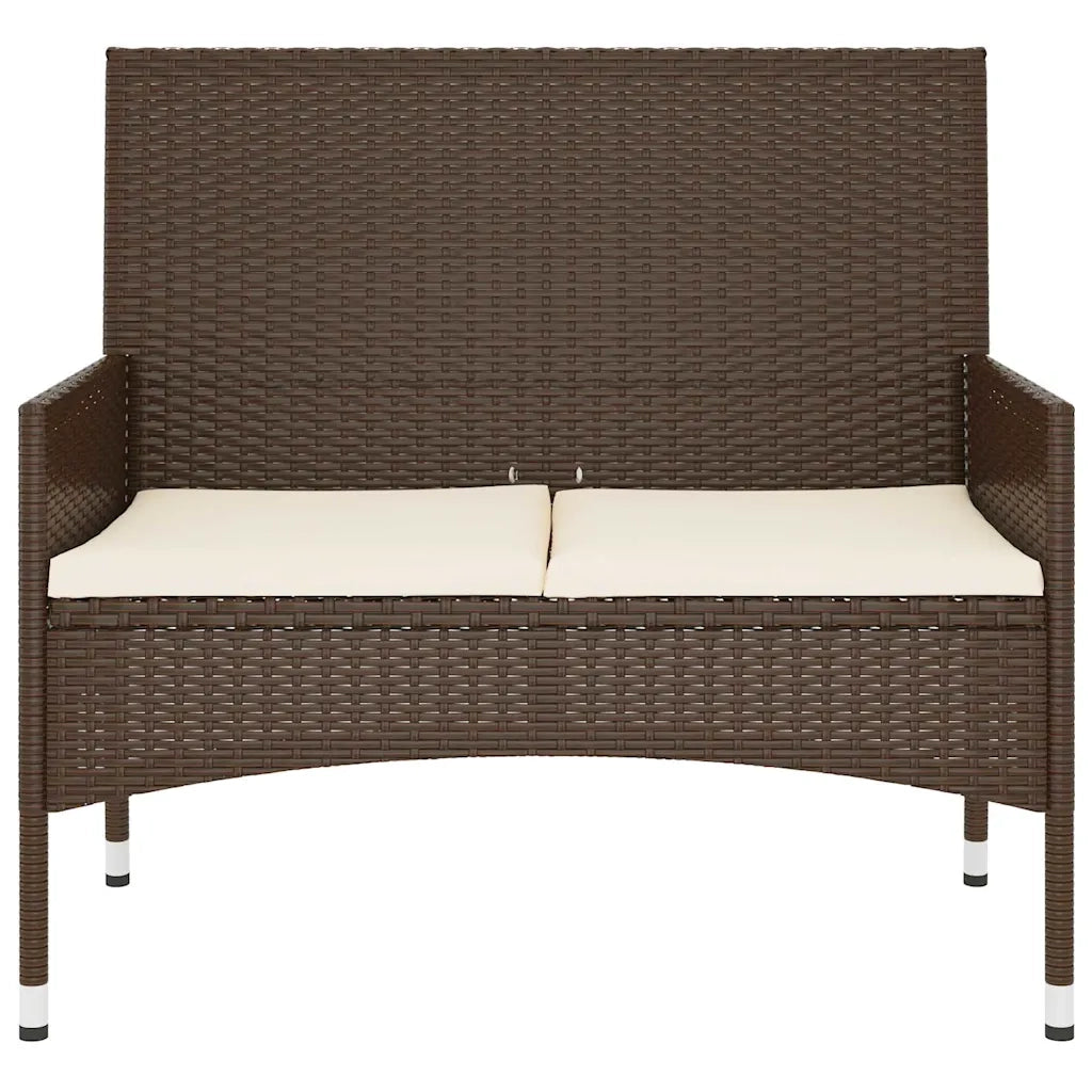 Panca da Giardino a 2 Posti con Cuscini in Polyrattan Marrone 319487