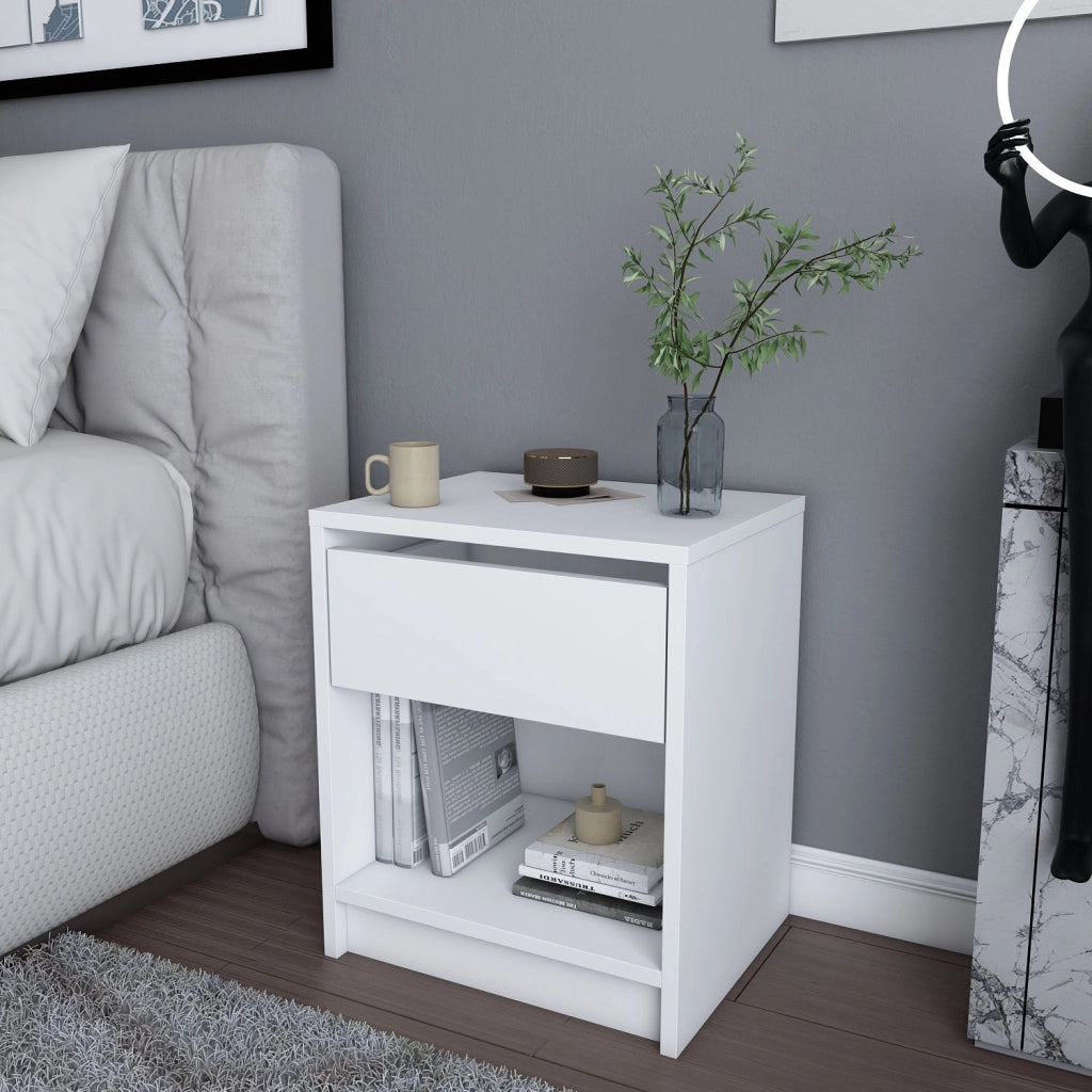 Comodino in legno "Sheridan" - 45 x 40 x 53 cm - Bianco