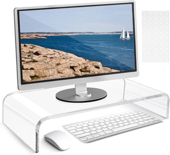 Monitor acrilico elevatore - 50 x 20 x 10 cm - trasparente - elevatore per schermo per laptop e computer