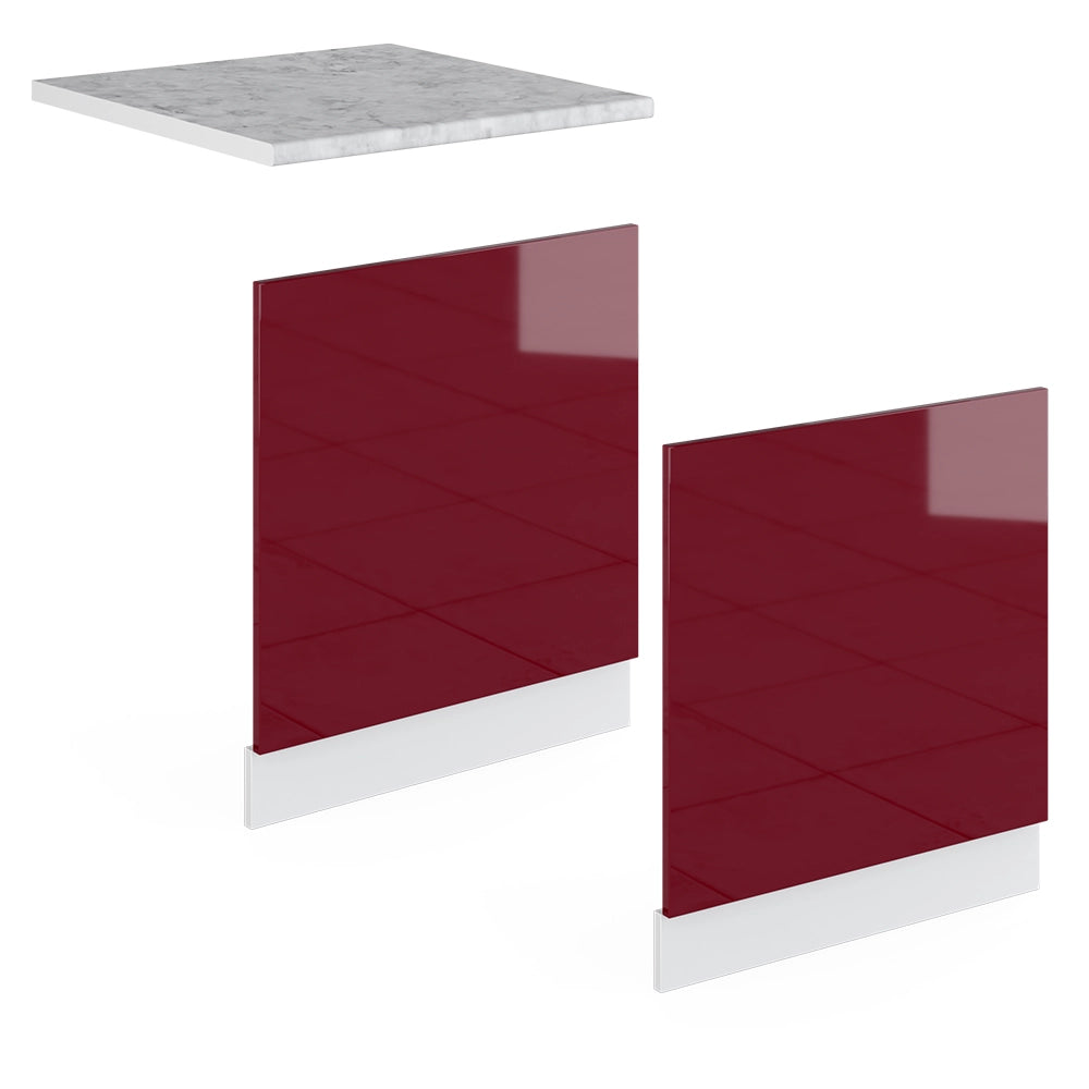 Pannello frontale R-Line Rosso lucido/Bianco 60 cm, PL Marmo Vicco