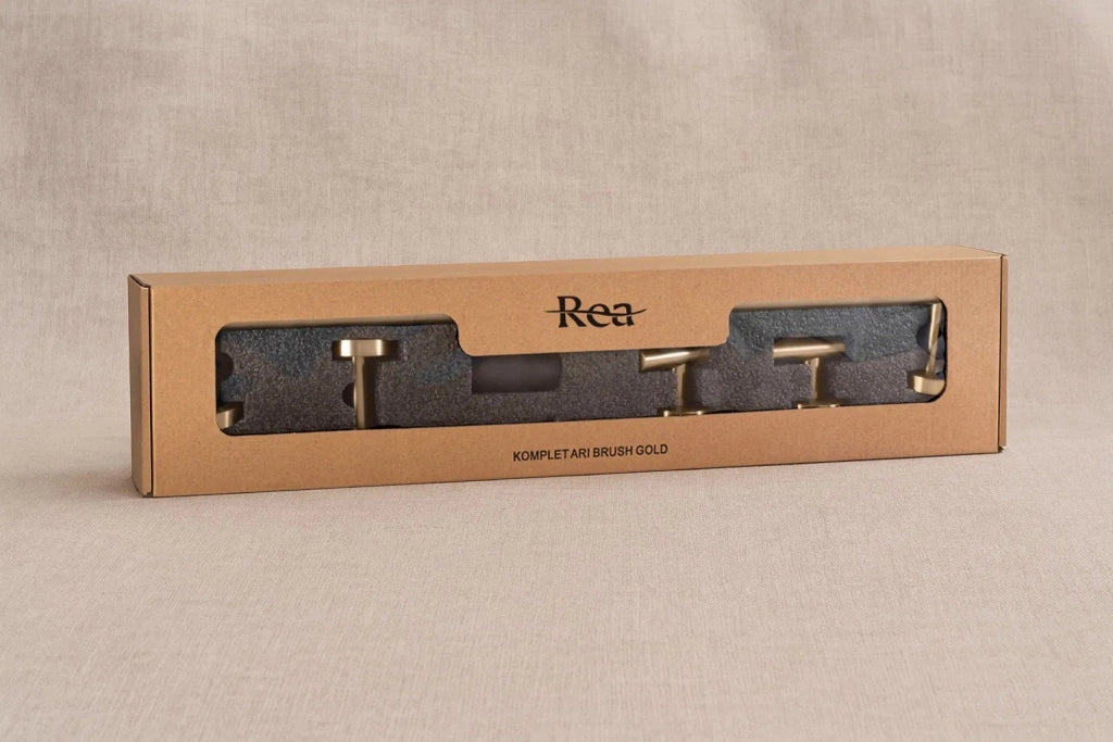 Set Accessori Da Bagno Ari Brush Gold 4 Pezzi