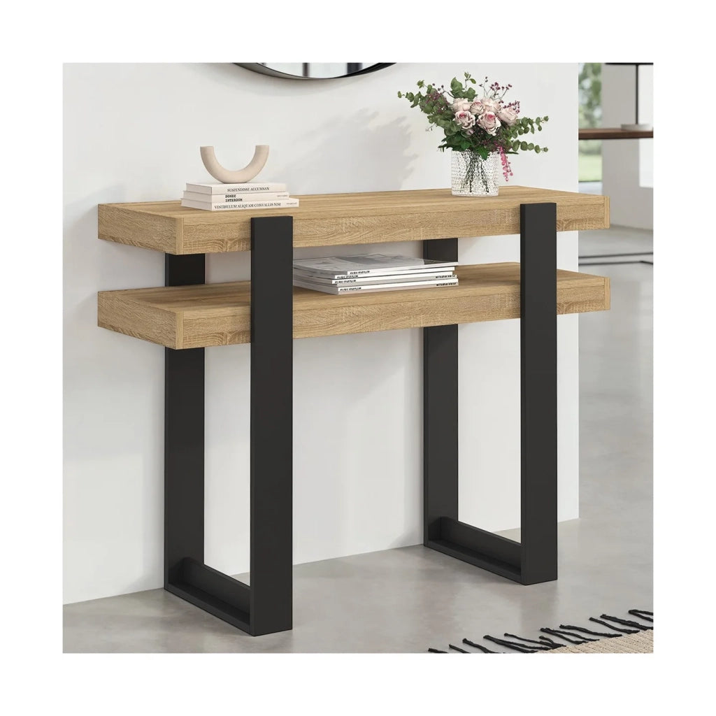 IDMarket - Consolle doppia PHOENIX in legno e nero
