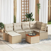 Set Divano da Giardino 7 pcs Beige e Crema polyrattan
