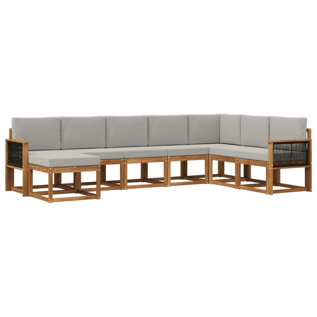 Set di divani da esterno 8 pz Naturale e Grigio Chiaro 3385452