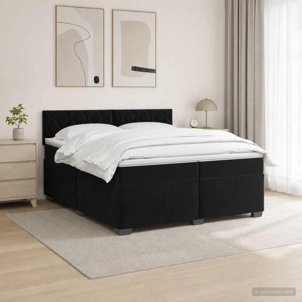 Letto con Box Spring, Materasso e LED Nero 200 x 200 cm Velluto 3452254