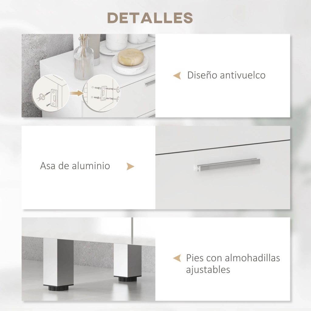 Mobile da bagno con cassetti e ripiani ¨C Minimal ¨C Bianco 60x30x93 cm