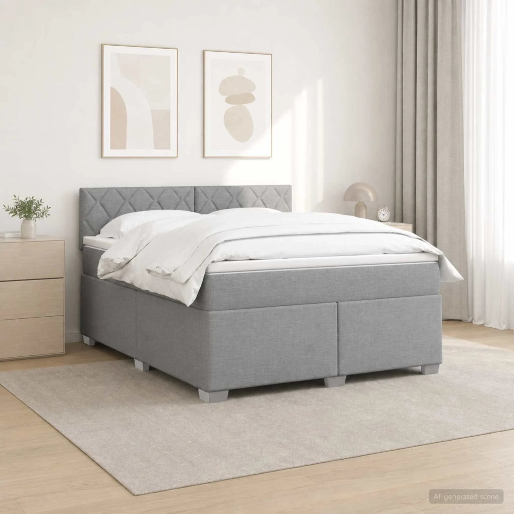 Letto con Box Spring, Materasso e LED Grigio Chiaro Tessuto 3451966