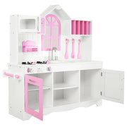 Set da cucina giocattolo per bambini, Set cucina in legno con pentole in legno accessori da cucina 106,5x32x109cm
