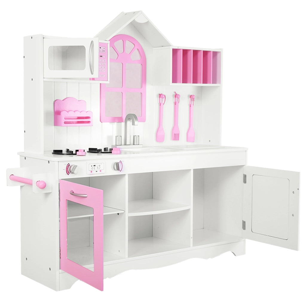 Set da cucina giocattolo per bambini, Set cucina in legno con pentole in legno accessori da cucina 106,5x32x109cm
