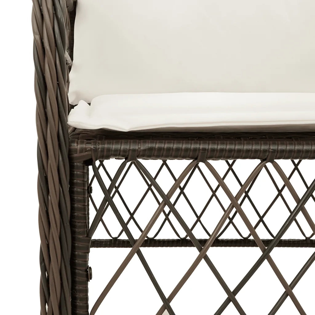 Set da Pranzo da Giardino 5pz con Cuscini in Polyrattan Marrone 3212112