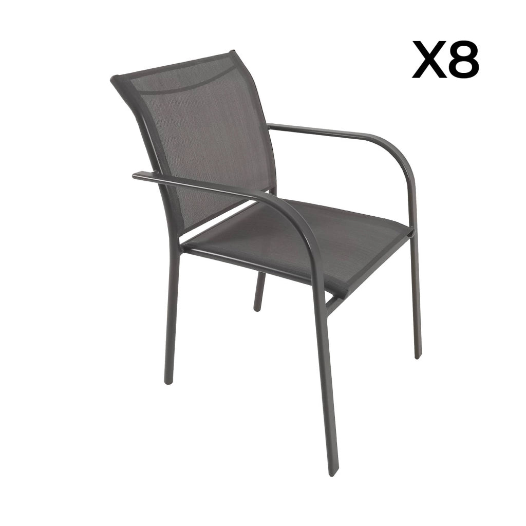 Set tavolo da giardino allungabile in alluminio effetto legno con 8