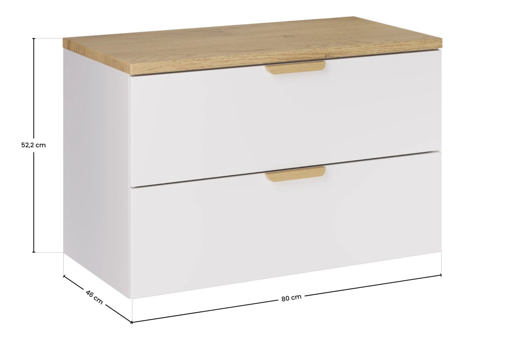 Set mobili bagno 80 cm con piano Aster White 80 cm