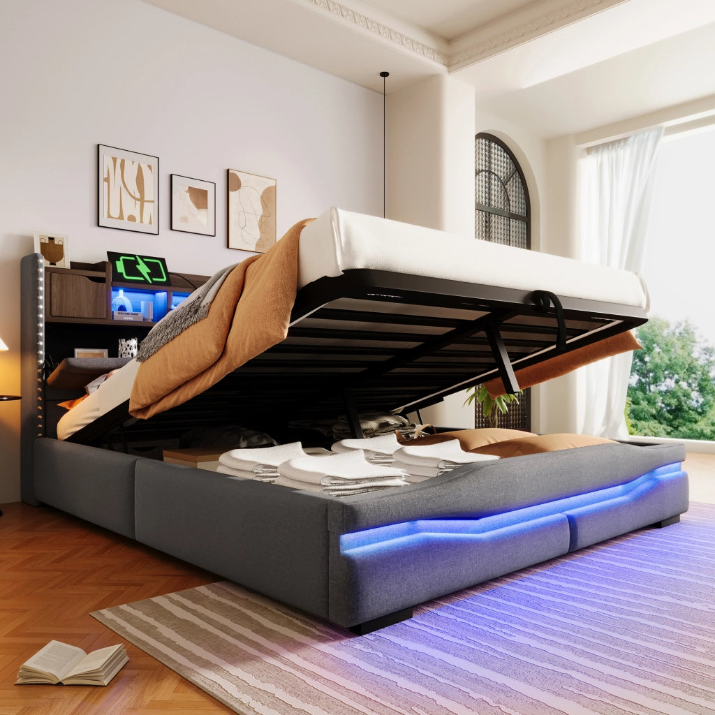 letto imbottito lino grigio 160x200 cm