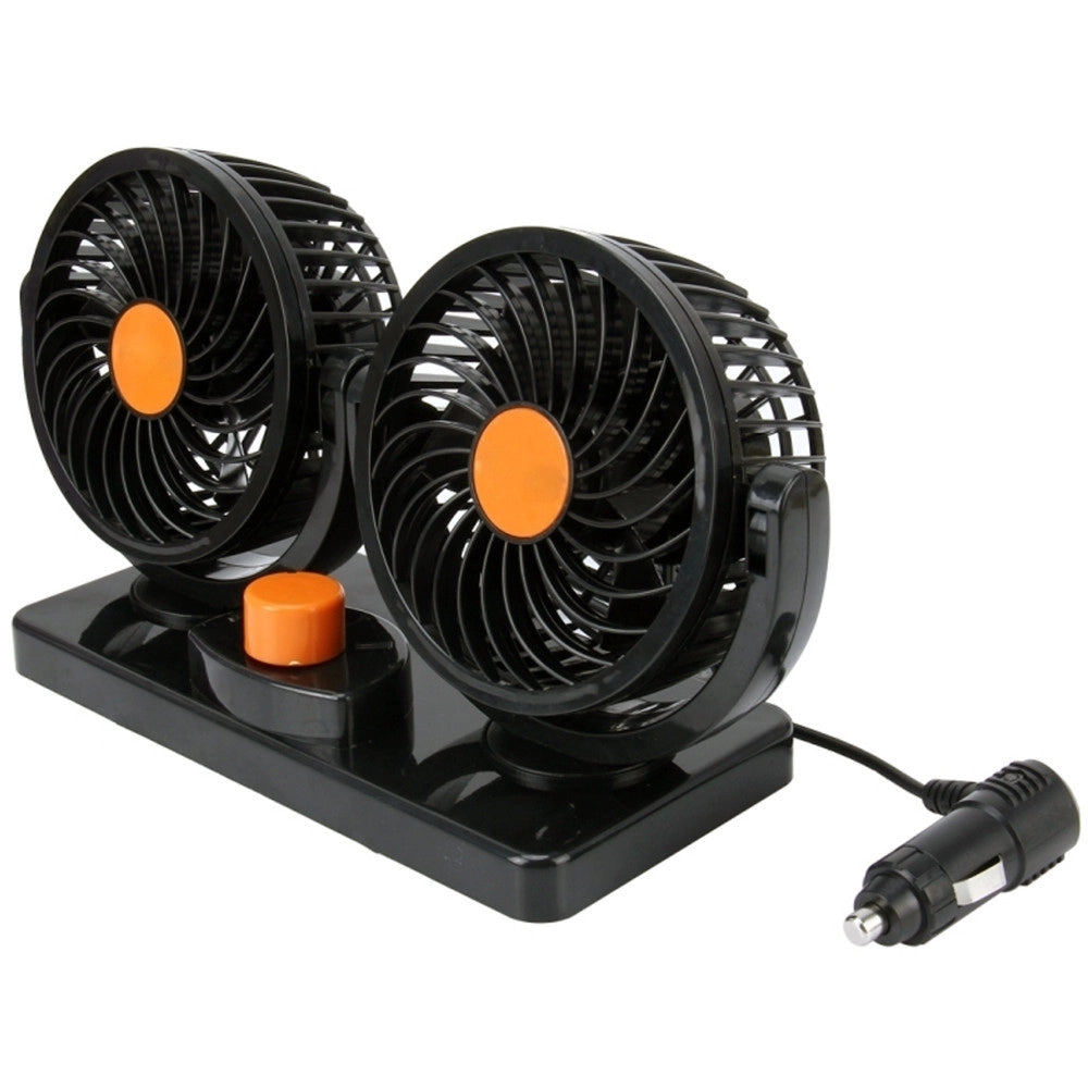 Trade Shop - Ventilatore Per Auto Portatile Con Base Doppia Velocità' Rotazione 12v -